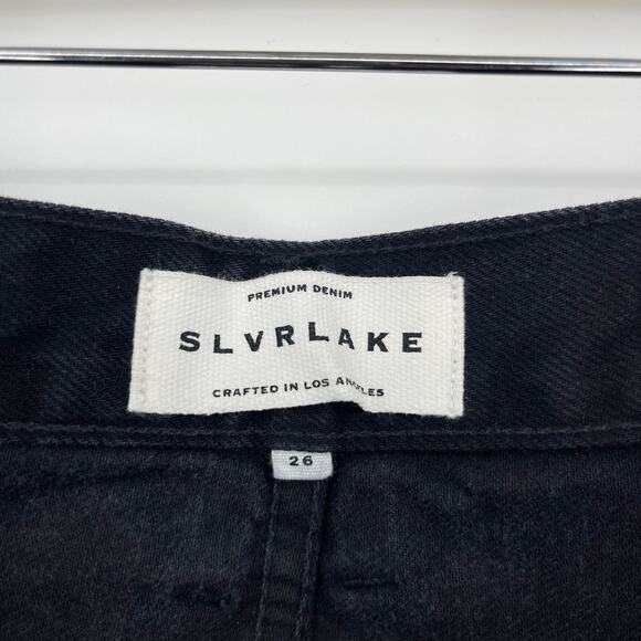 SLVRLAKE | NWT London Jeans Shadow Ridge Full Length Black Straight Leg Denim 26 - Picture 4 of 12